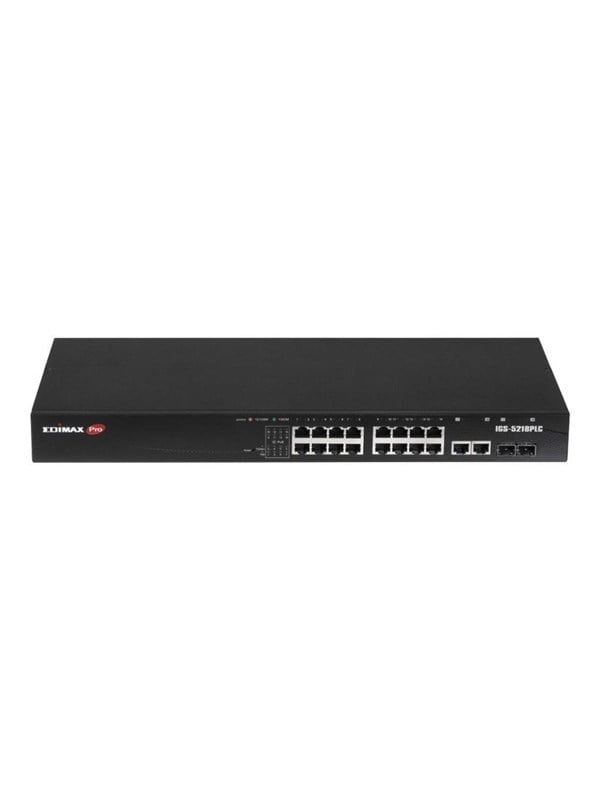 Edimax Pro IGS-5218PLC - switch - industrial Surveillance VLAN PoE+ Web Smart - 18 ports - smart - rack-mountable