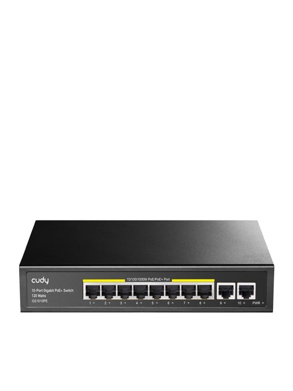 Cudy 10-poorts Gigabit PoE+ Switch – 8 PoE+ Poorten, 2 Uplink, 120W Totaal SEO-beschrijving: