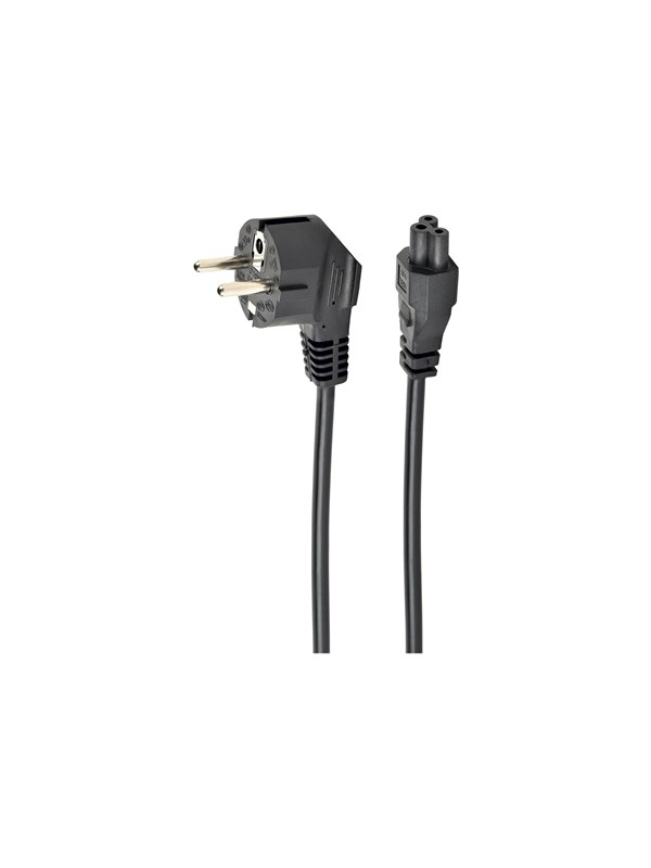Apparaatsnoer met rechte C5 plug en haakse stekker - 3x 0,75mm / zwart - 1,8 meter