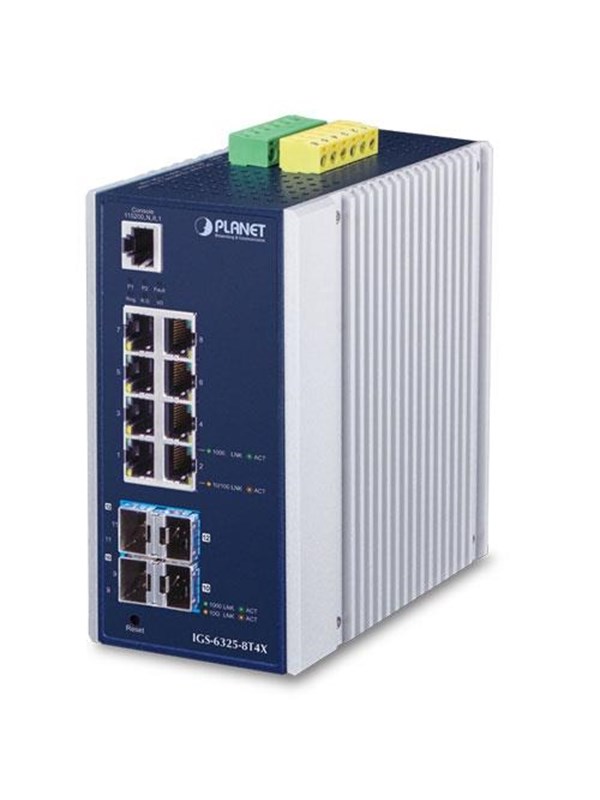 PLANET IGS-6325-8T4X Industrial L3 8-Port 10/100/1000T + 4-Port 10G SFP+ Managed Ethernet Switch