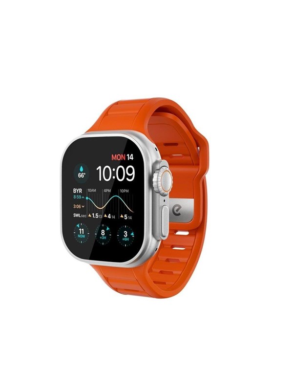 Keybudz Journey FKM horlogeband 44/45/46/49mm – Weerbestendig en 100% waterdicht – UV-bestendige afwerking – Compatibel met alle Apple Watch modellen 44-49mm - Oranje
