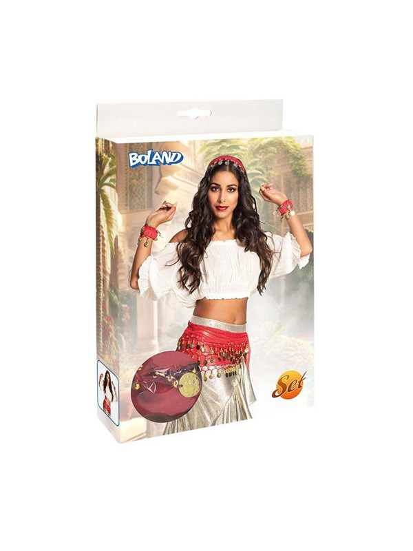 Boland - Set Belly dance rood - Volwassenen - Vrouwen - Buikdanseres - 1001 Nacht- Gypsy
