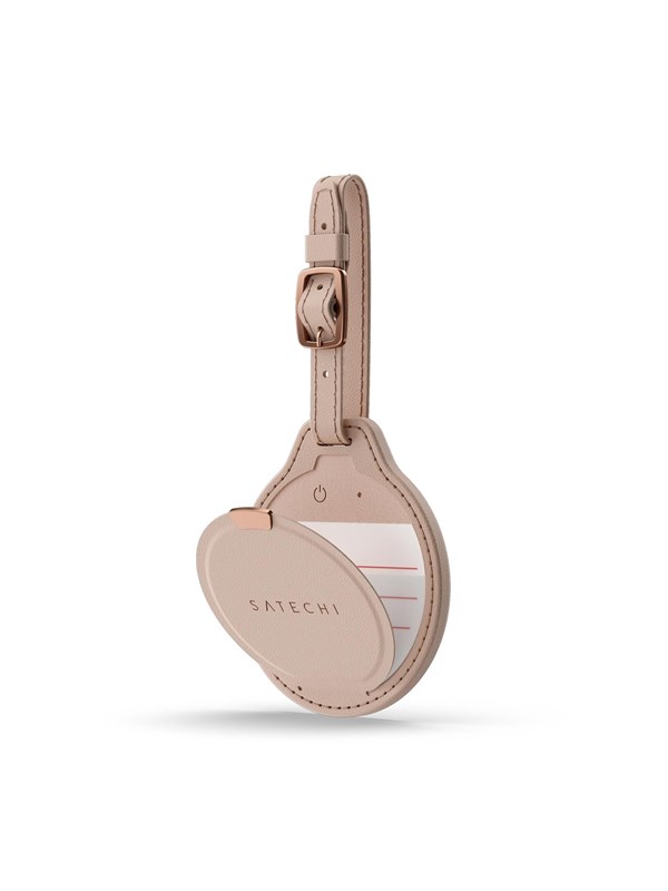 Satechi FindAll Vegan-lederen Baggage Tag met FindMy – Geïntegreerde Apple Find My Technologie – Ontvang Meldingen bij Achterlaten Bezittingen – Draadloos Opladen voor Langdurige Prestaties - Roze