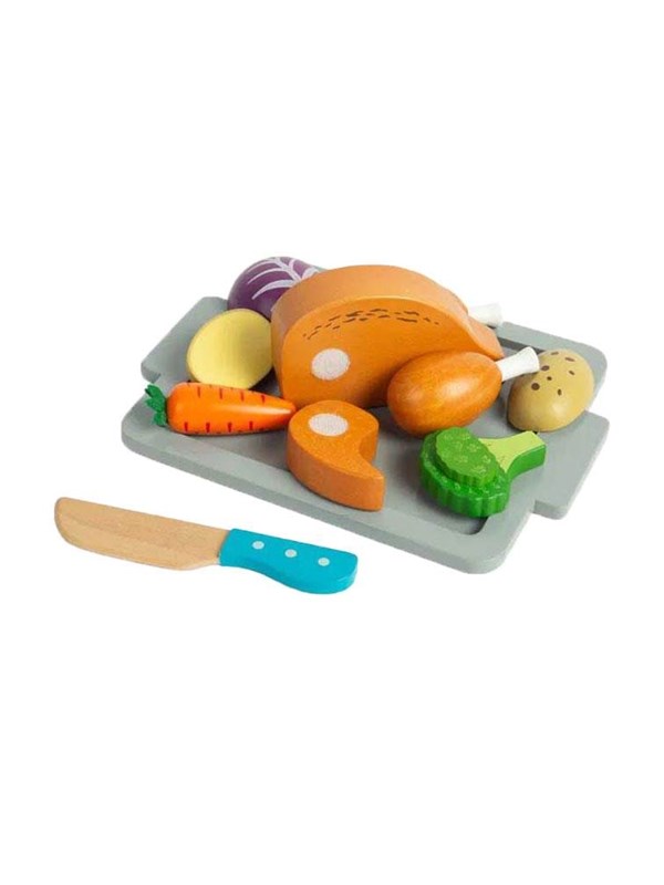 Bigjigs Houten Gebraden Diner Speelset, 12dlg.