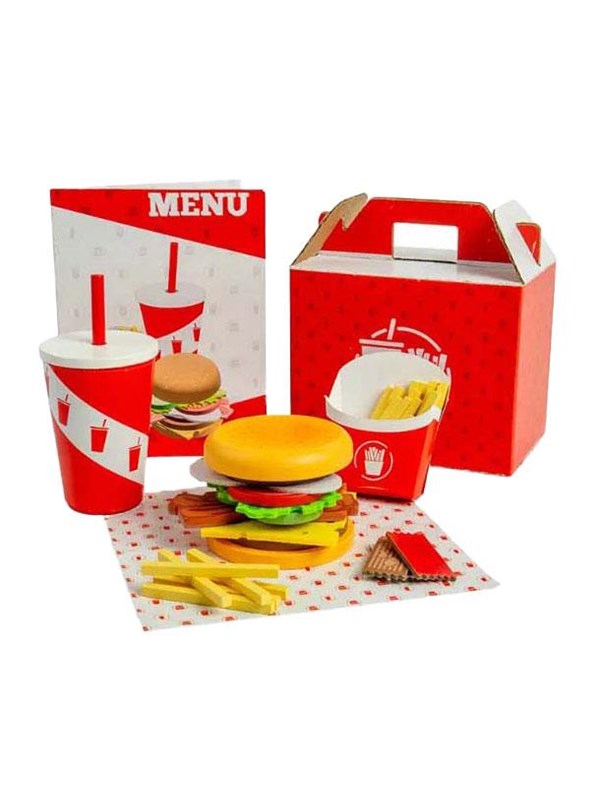 Bigjigs Houten Burger- en Frietset, 48dlg.