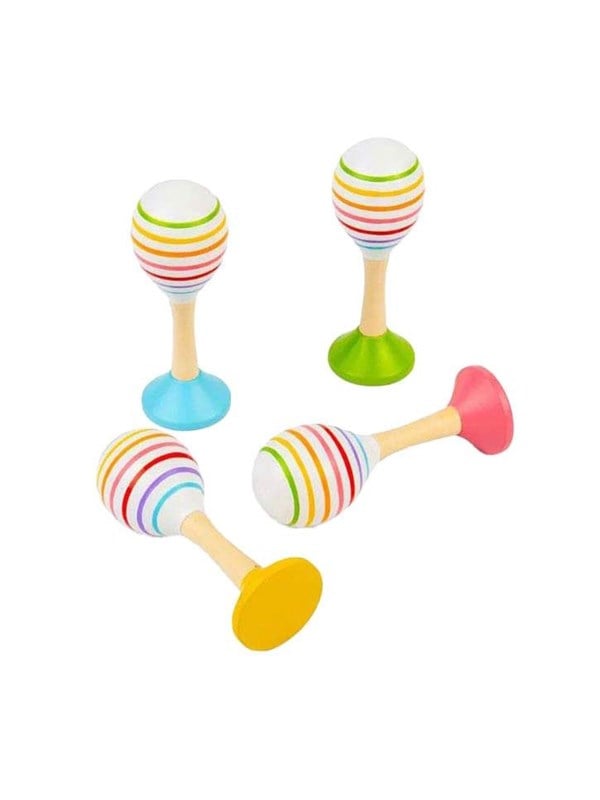 BigJigs houten muziekspeelgoed junior maraca set - kleurrijk baby en peuter speelgoed.