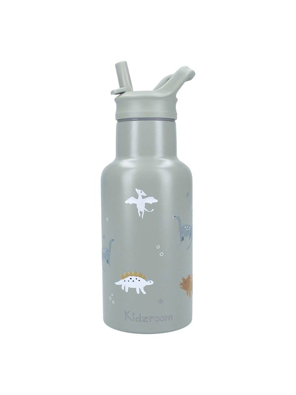 Kidzroom Small Talk - Schoolbeker en Drinkfles - 350ml - Stainless Steel - Dino's - Groen