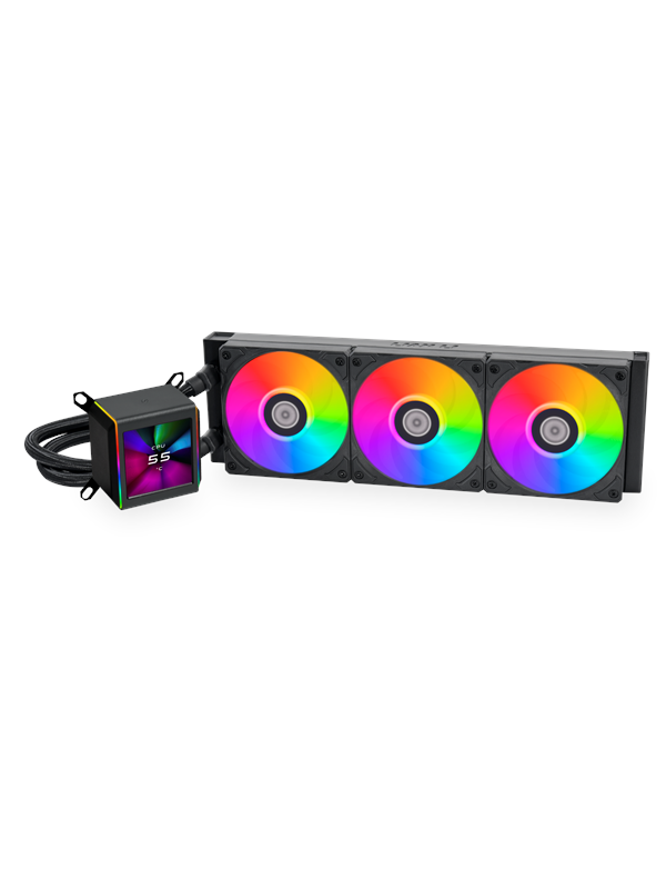 Lian Li GALAHAD II LCD 360 - Vloeistof-koelsysteem processor - afmeting radiator: 360 mm - voor Intel LGA: 1700, 1200, 115x - AMD AM5, AM4 - 3x 120 mm ARGB fans - zwart