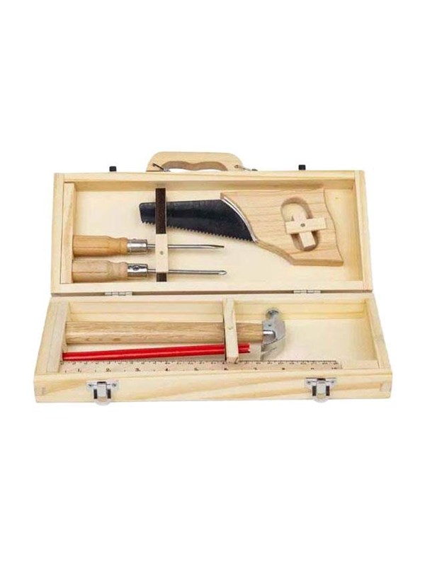 BigJigs houten gereedschapskist speelgoed DIY set 6-delig FSC.