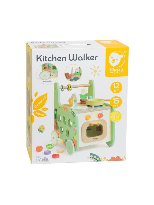 Classic World houten loopwagen keuken - educatief speelgoed 15-delig.