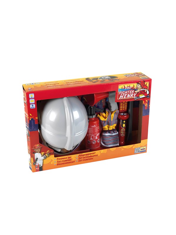 Klein Toys 7-delige brandweerset - brandblusser, zaklamp, helm, handschoenen, koevoet, megafoon, mobiele telefoon - incl. 0,5 L watertank - multicolor