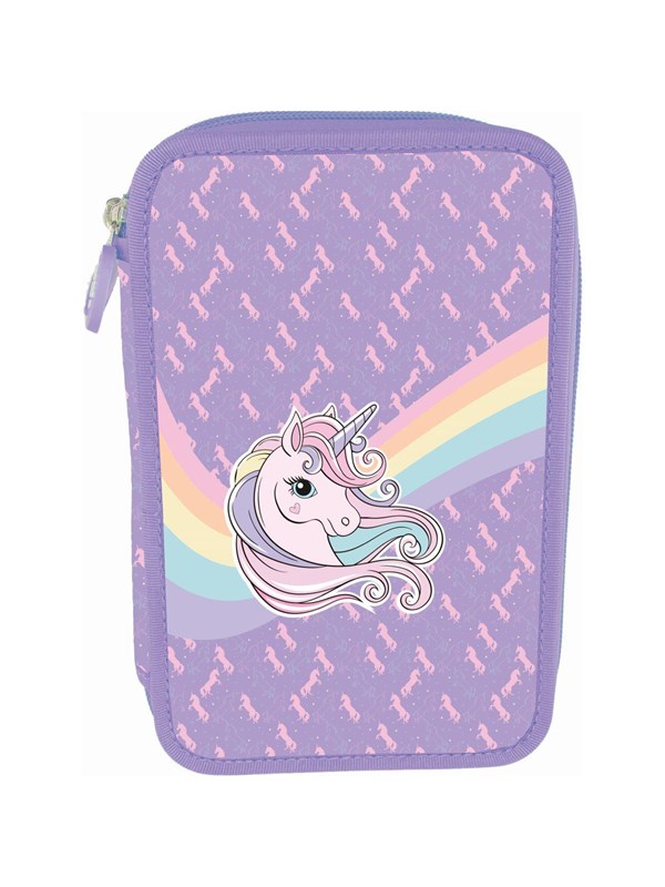 Tinka PENCILCASE DUBBLE UNICORN LILLA COOL SCHOOL