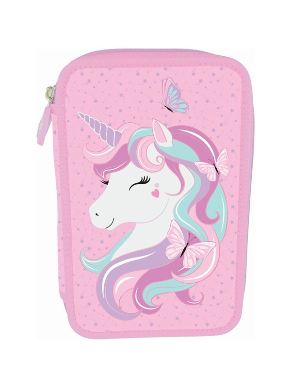 Tinka PENCILCASE DUBBLE UNICORN ROSA COOL SCHOOL