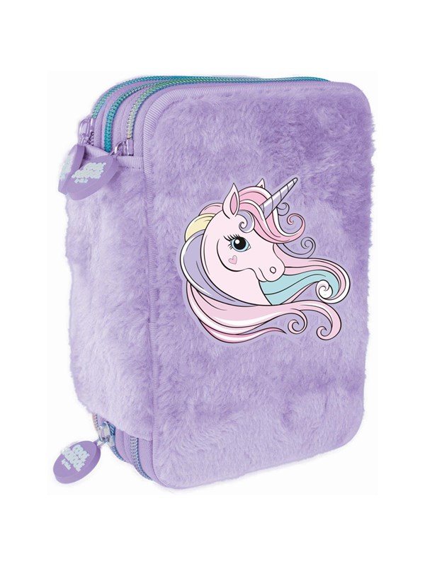 Tinka PENCILCASE TRIPPEL UNICORN LILLA COOL SCHOOL