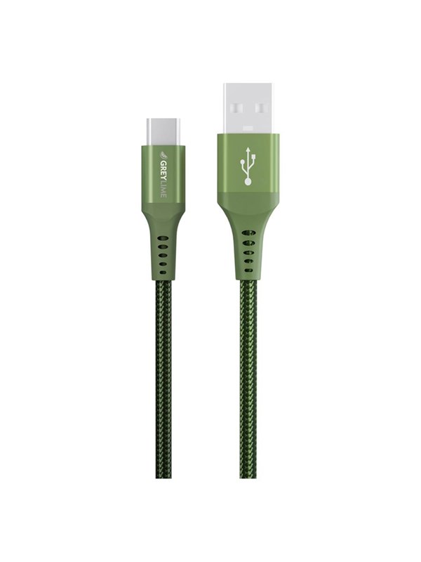 GreyLime Braided USB-A to USB-C Cable Green 0.5 m