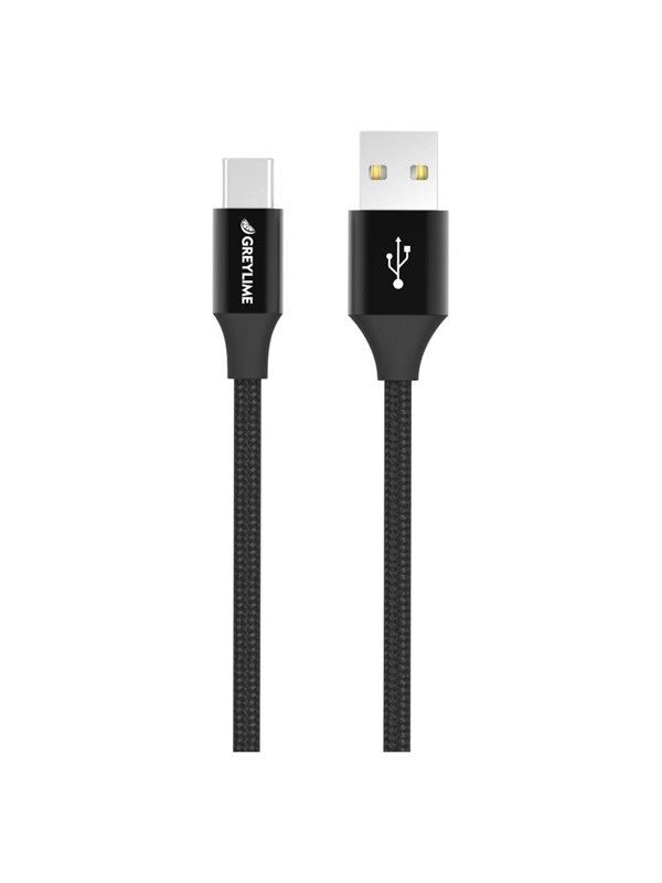 GreyLime Braided USB-A to USB-C Cable Black 2 m