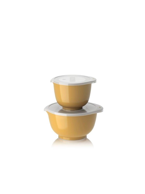 Rosti Margrethe Beslagkom Set - 4 delig - 1,5 en 3 L - Curry (geel) - Mengkom met Deksel voor Bakken en Koken - Magnetron-, Vriezer- en Vaatwasmachinebestendig