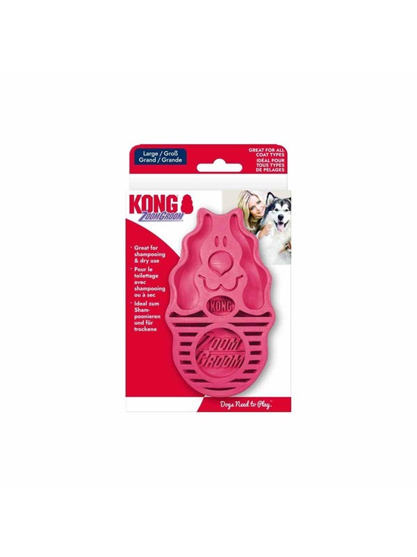 Kong Borstel Rubber Zoomgroom - Hondenvachtborstel - Roze per stuk