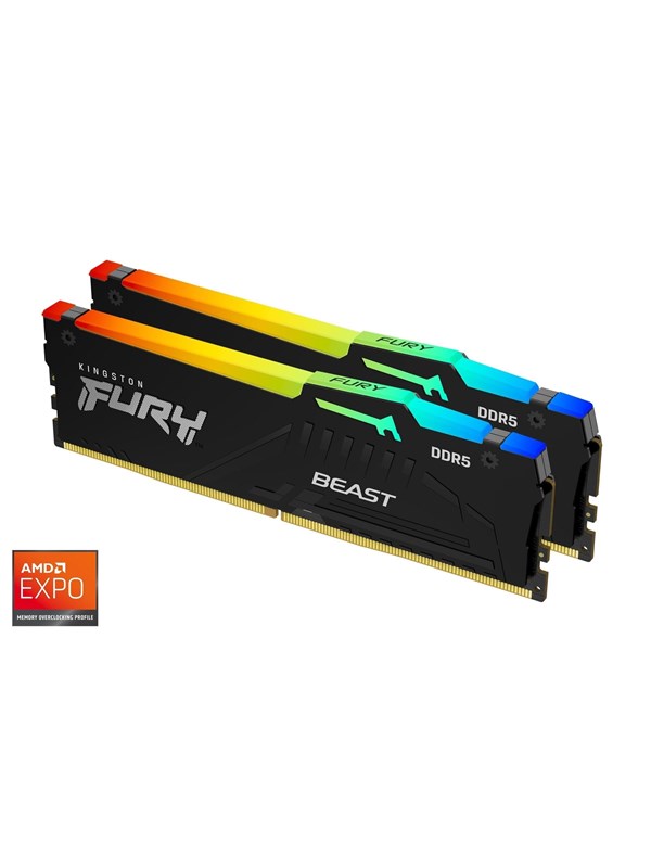 Kingston FURY Beast RGB DDR5-5600 - 64GB - CL36 - Dual Channel (2 pcs) - AMD EXPO & Intel XMP - Zwart met RGB