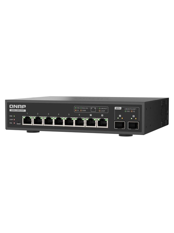 QNAP QSW-L3208-2C6T 8-Port 10GbE Switch (6x 10GbE RJ45 - 2x SFP+/RJ45 Combo)