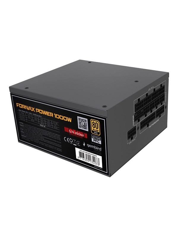 Gembird CCC-PSUGOLD-1000W - power supply - 1000 Watt Voeding - 1000 Watt - 120 mm - ATX - 80 Plus 80 PLUS Gold