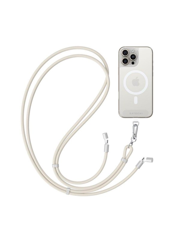 Satechi OntheGo Crossbody Lanyard Kabel – Multi-Device Oplaadcompatibiliteit – Handige Handsfree Draagoplossing – Premium Kwaliteitsmaterialen voor Duurzaamheid - Beige