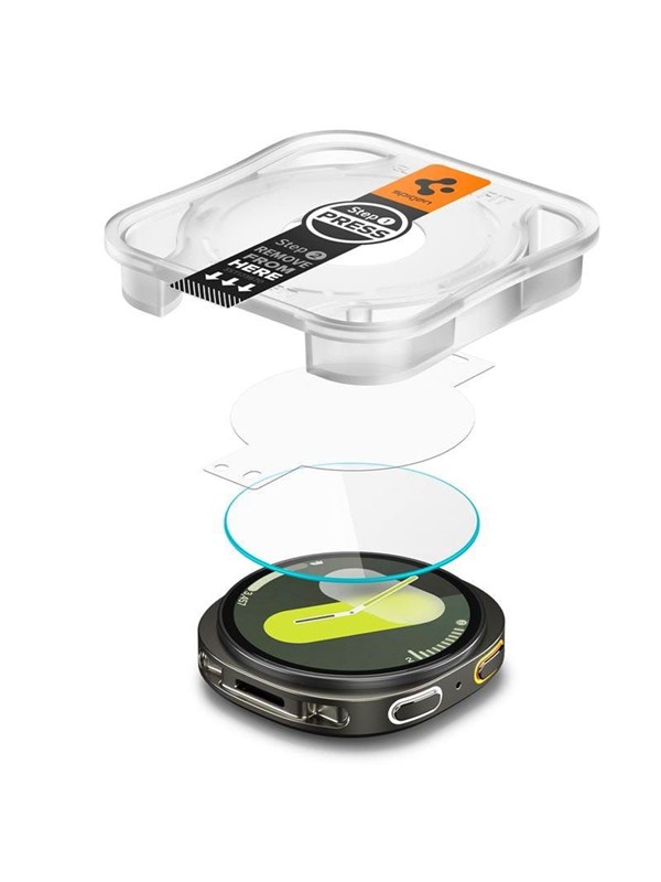 Spigen EZ FIT Glas.tR Screenprotector met applicator voor de Samsung Galaxy Watch 9 / Watch 8 - 44 mm - Transparant