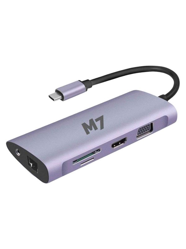 M7 USB-C 11-in-1 dock with HDMI and VGA SD microSD RJ-45 USB3.0 and USB-C