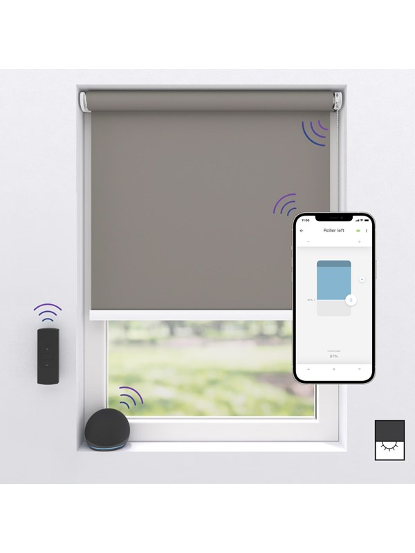 MotionBlinds Wireless Electric Black-Out Rollerblind 90x190cm - Grey