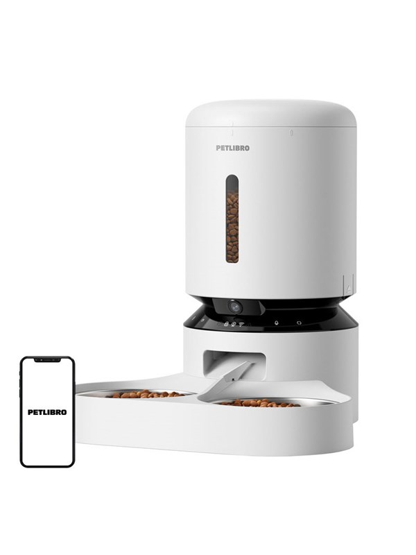 Petlibro Granary Camera Food Dispenser with Double Bowl 5L White