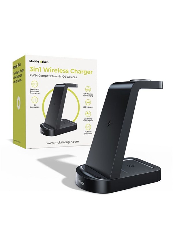 Mobile Origin 3in1 Wireless Charger PW14 iPhone Compatible