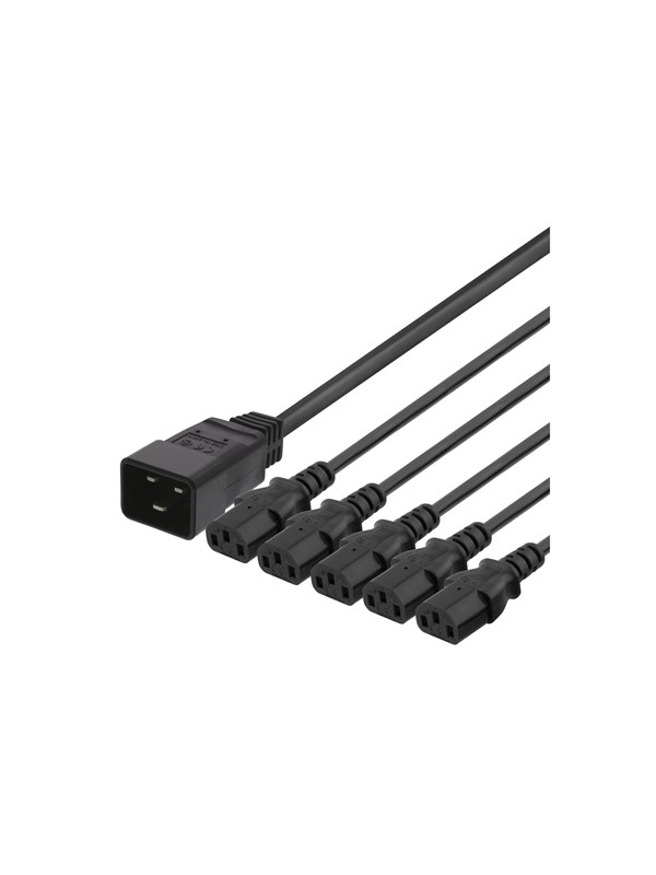 Deltaco - power splitter - IEC 60320 C20 to power IEC 60320 C13 - 1 m