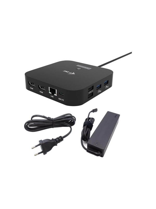 i-Tec - USB-C Docking Station - Compact - 2 x HDMI - 4 x USB-A - 2 x USB-C - Ethernet - Audio In/Uit - 100W opladen - Plug & Play