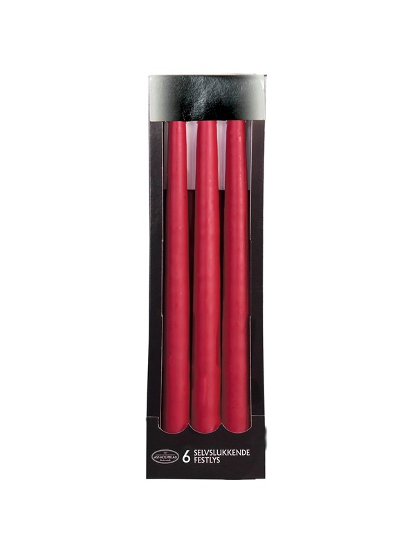 Asp-Holmblad Zelfdovende taps toelopende kaarsen Deep Red