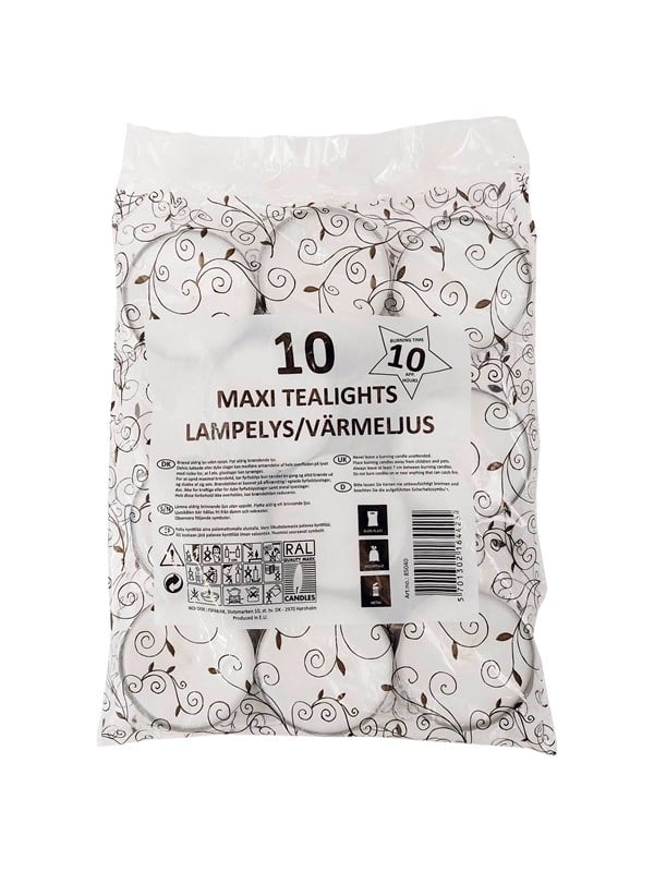 Asp-Holmblad Maxi Theelichtjes 10u.