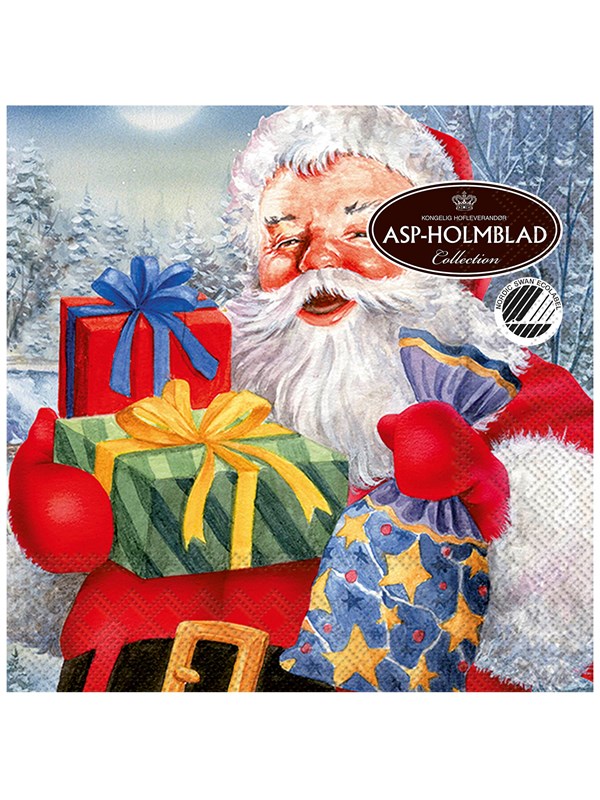 Asp-Holmblad Servetten "Santa with gifts"