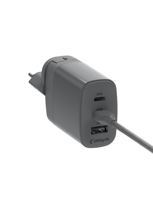 Unisynk 3 Port Global Multi-Charger Kit - 65W - Grey