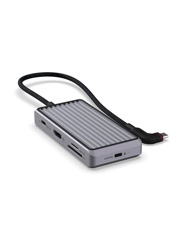 Unisynk 8 Port USB-C Hub V2 4K 60 HZ 100QW - Grey
