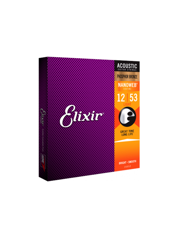 Elixir Strings NANOWEB - Akoestische Gitaarsnaren - Phosphor Bronze - Light Gauge - 12-16-24-32-42-53