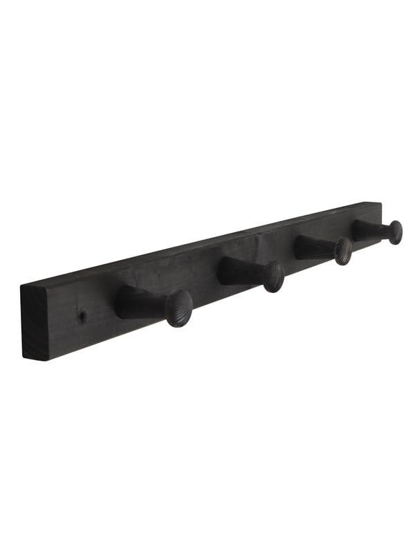 Home>it Coat rack 4 hooks pine wood black RETRO