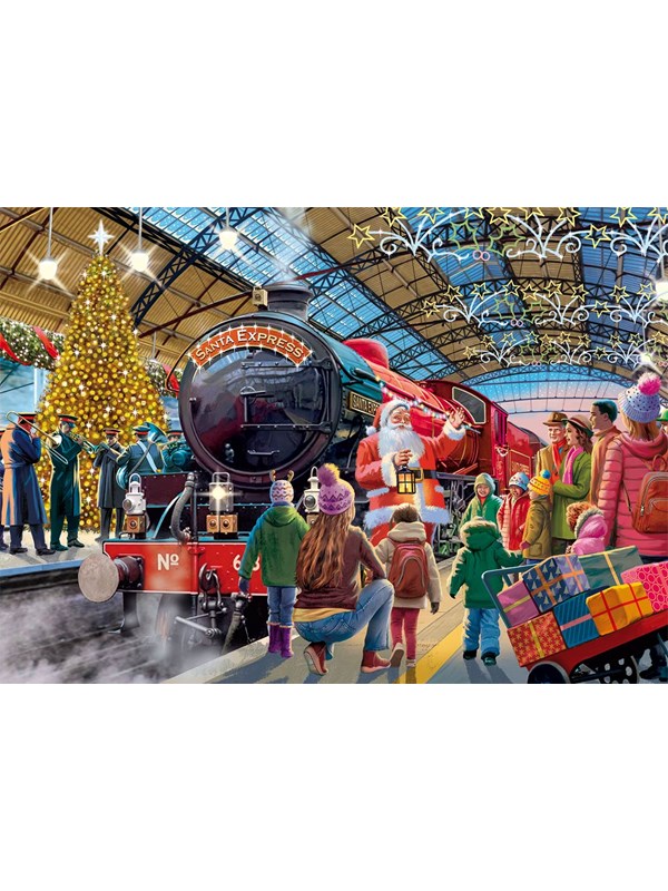 Falcon kerst puzzel - Santa at the Station - 1000 stukjes - legpuzzel.
