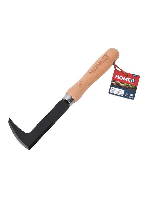 HOME It® Voegenreiniger met mes – Zwart gepoedercoat koolstofstaal & FSC beukenhouten handvat – Ideaal voor onkruid & mos verwijderen tussen tegels – Voegen schoonmaken – 26 cm – Tuingereedschap