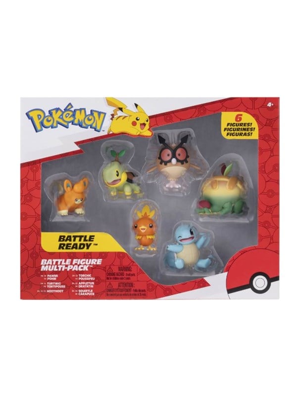 Pokémon vechtfiguren multipack (6 stuks: 5 cm Pawmi, Squirtle #2, Torchic, Turtwig, Hoothoot, Appltun)
