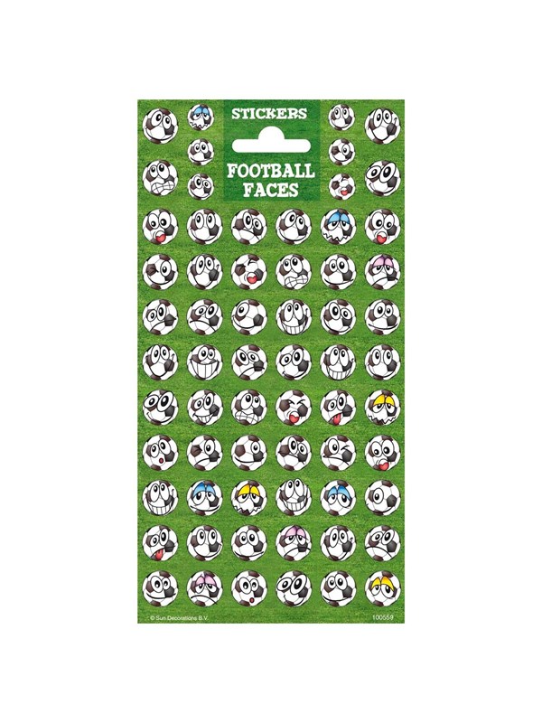 Funny Products Stickervel Football Faces Papier Wit 64 Stuks