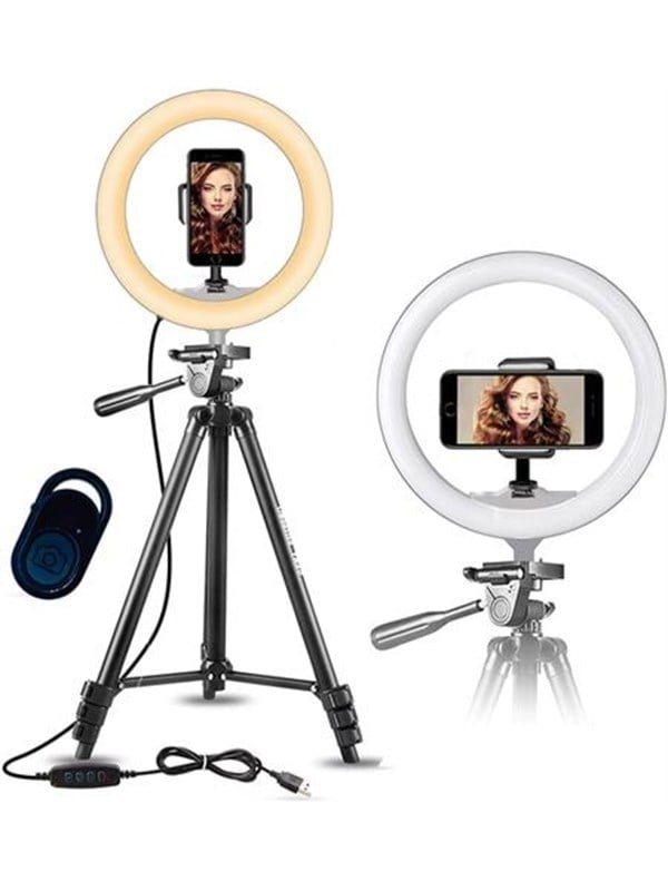 Pro Ringlamp Statief 10"- 52-167 cm - Bluetooth Afstandsbediening - 3000-6500K