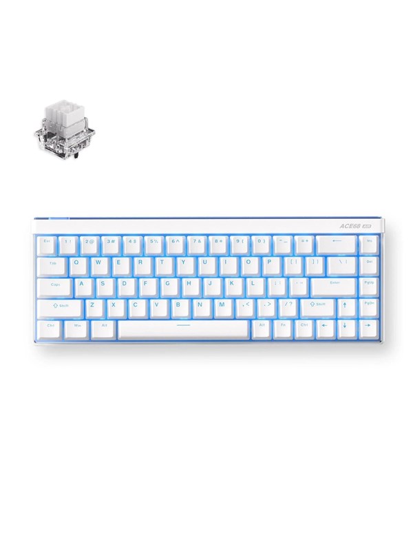 MCHOSE Ace 68 Air - Hall Effect - Magnetische Switch - Aluminium Behuizing - Gaming Keyboard - Mount Tai Switch - 65% Layout - Cherry Profile - RGB Backlight - PBT Shine Through - Snow White