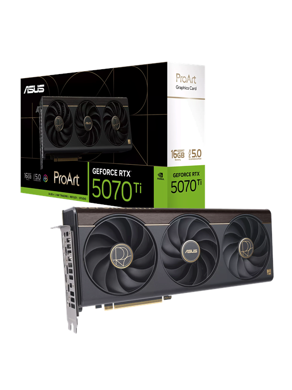 ASUS PROART-RTX5070TI-O16G - Videokaart - 16GB - GDDR7 - PCIe 5.0 - 1x HDMI 2.1b - 2x DisplayPort 2.1b