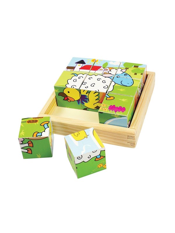 Blokpuzzel Boerderij - BIGJIGS - Compact Formaat - Puzzel Dieren
