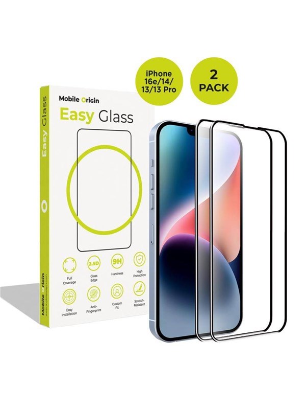 Mobile Origin EasyGlass iPhone 17e/16e/14/13/13 Pro - 2 pack