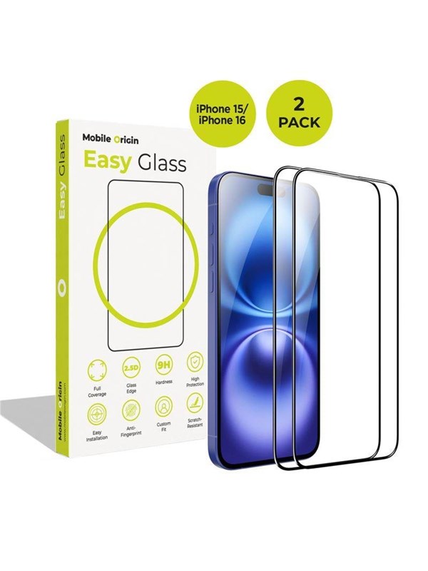 Mobile Origin EasyGlass iPhone 15/iPhone 16 - 2 pack